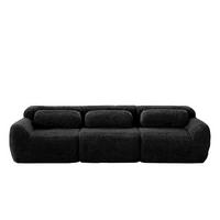 3-SITZER Sofa 291x104x73 cm aus Plüschstoff rahmenlos modular, schwarz - Schwarz, Textil (104/73/291cm)