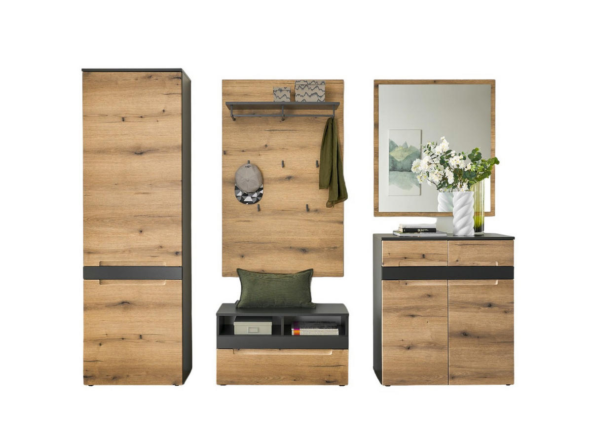 GARDEROBE 5-teilig in 250/198/38 cm - Braun, Holz (250/198/38cm) - moebel dich auf