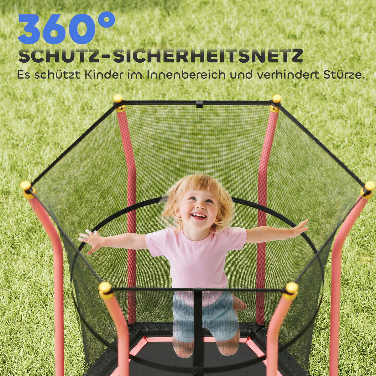 KINDER Trampolin Ø163,5 cm, Indoor Trampolin, Kindertrampolin bis 50 kg Rot - Rot, Kunststoff/Metall (163.5/163.5cm) - HOMCOM