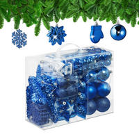 100-TLG.WEIHNACHTSKUGELN-SET - Blau, Kunststoff (30/24/12cm) - Relaxdays