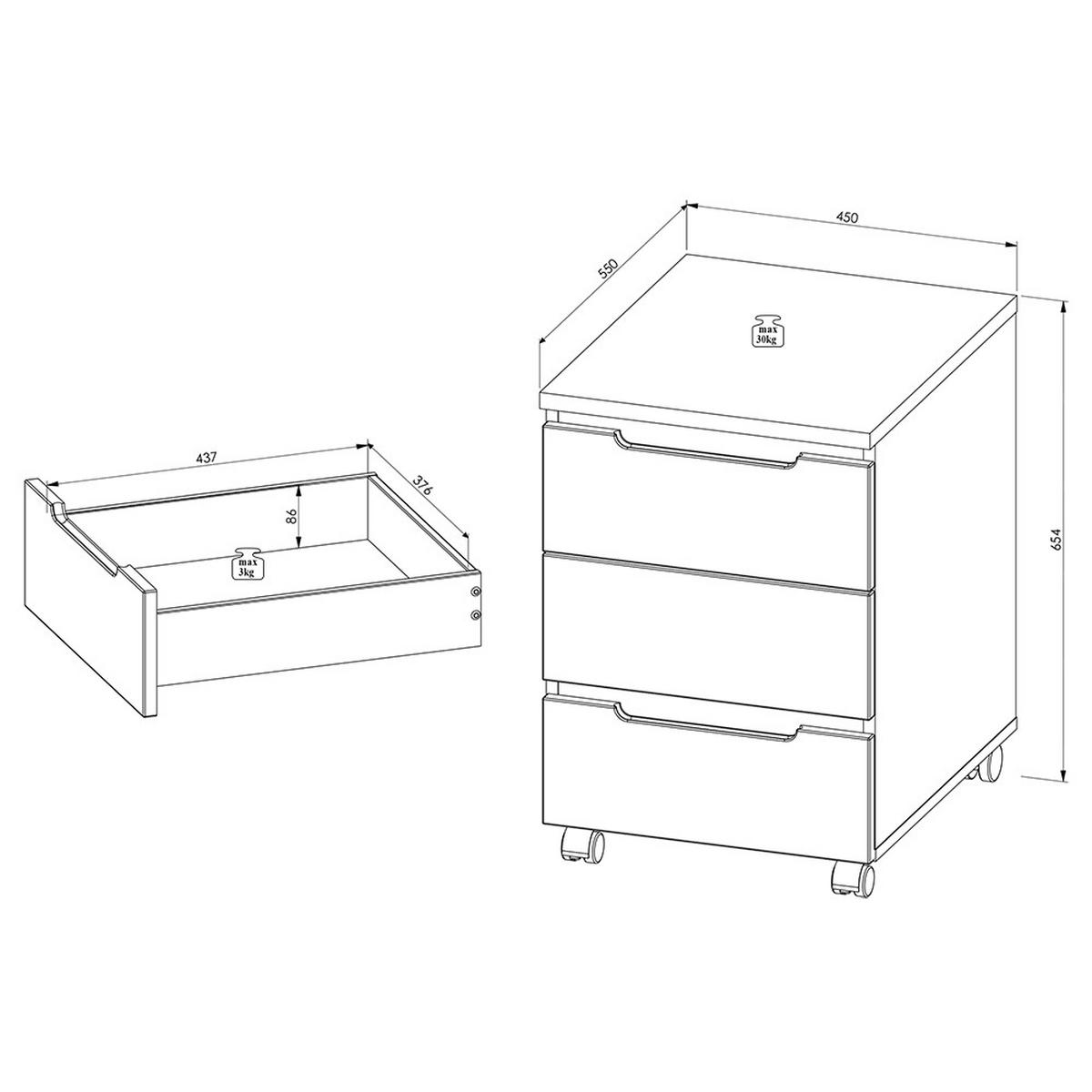 ROLLCONTAINER Manresa-36 - Braun, Holzwerkstoff (45/66/55cm) - Lomado