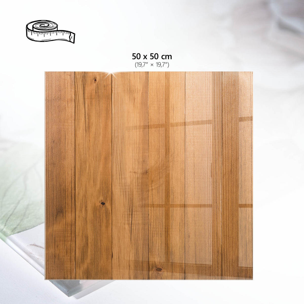 TISCHPLATTE 50x50 cm – Holzbretter - Beige, Glas (50/50/0.4cm) - Wallfluent