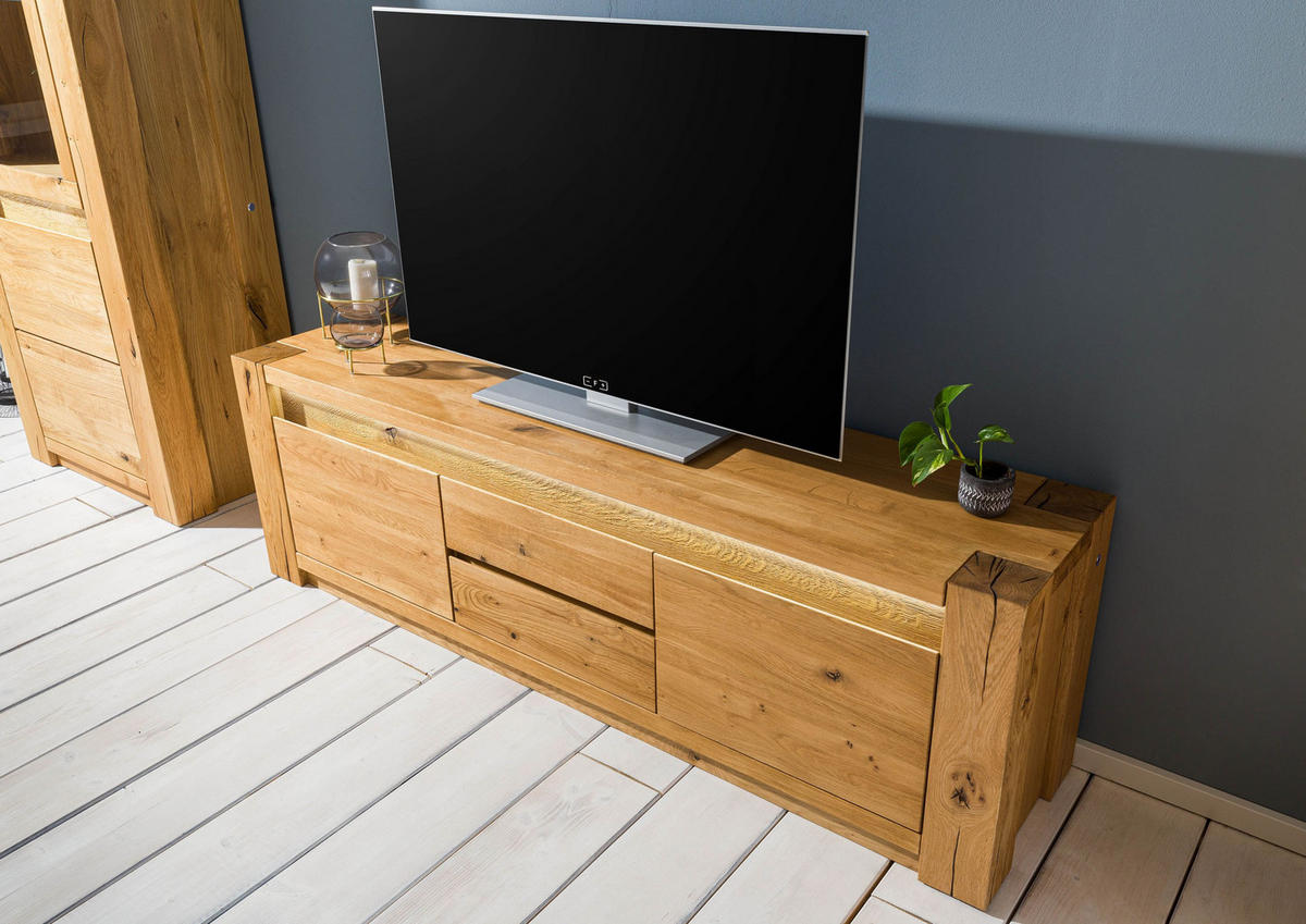 TV-BOARD Wildeiche 173x40x53 natur geölt KENT #110 - Naturfarben, Holz (173/53/40cm) - Massivmoebel24