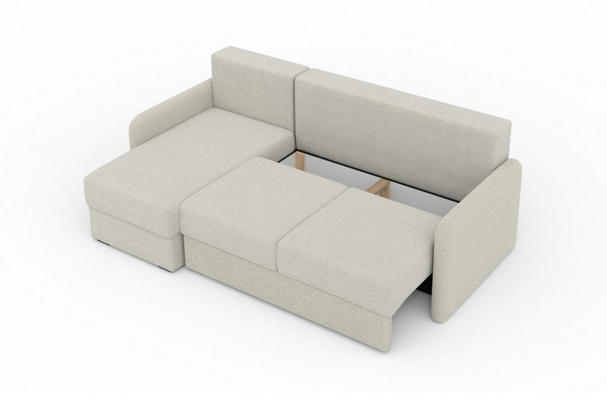 ECKSOFA BIANCO 215 cm breit in Boucle Hellgrau rechts - Hellgrau, Holzwerkstoff/Textil (215/145cm) - Deine Möbel 24