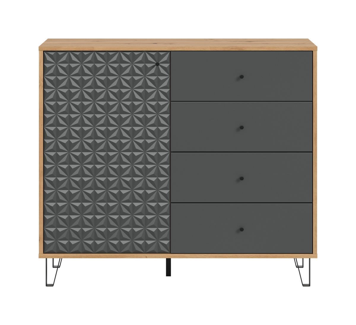 HIGHBOARD PRISMA (B/H/T: ca. 110/96/40 cm) in Artisan Oak Nachbildung/anthrazit matt - Eiche Artisan, Holzwerkstoff (110/96/40cm)