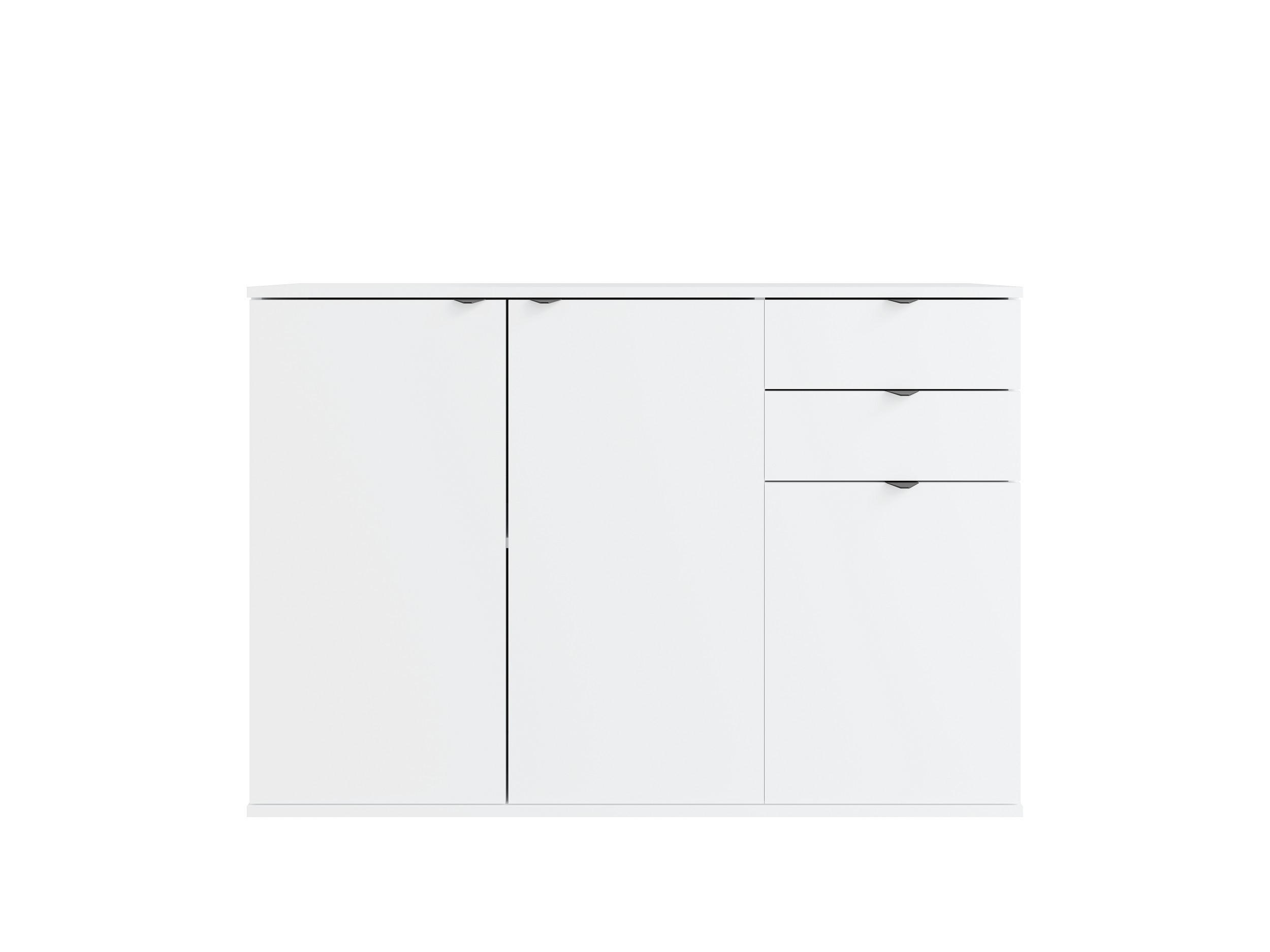 KOMMODE METRIX 120/82,5/35cm mit 2 Schubladen 3 Türen Weiß - Weiß, Holzwerkstoff (120/82.5/35cm) - MASSENO