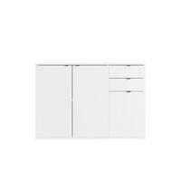KOMMODE METRIX 120/82,5/35cm mit 2 Schubladen 3 Türen Weiß - Weiß, Holzwerkstoff (120/82.5/35cm) - MASSENO