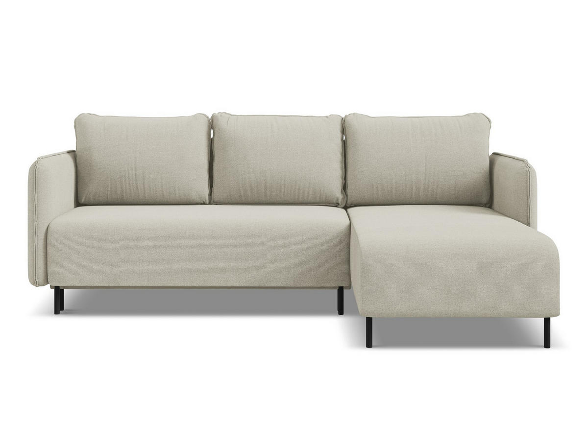 ECKSOFA mit Schlaffunktion Strukturstoff Stoff Beige - Beige/Creme, Holz/Textil (236/162cm) - Makamii