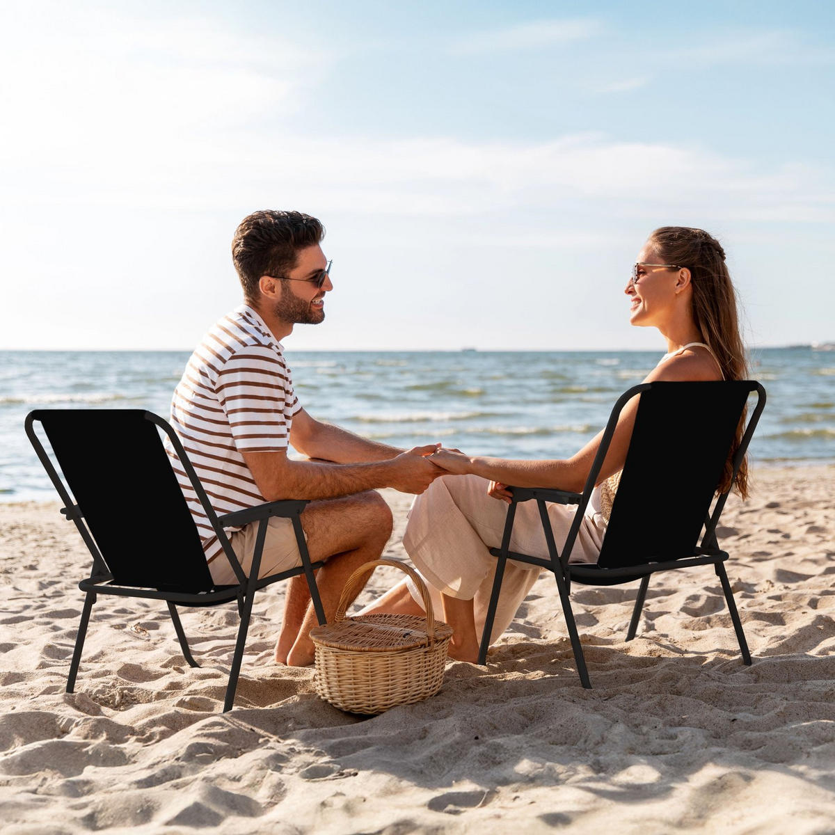 CAMPINGSESSEL bis 120 kg - Schwarz, Textil/Metall (54/74/51.5cm) - Outtec