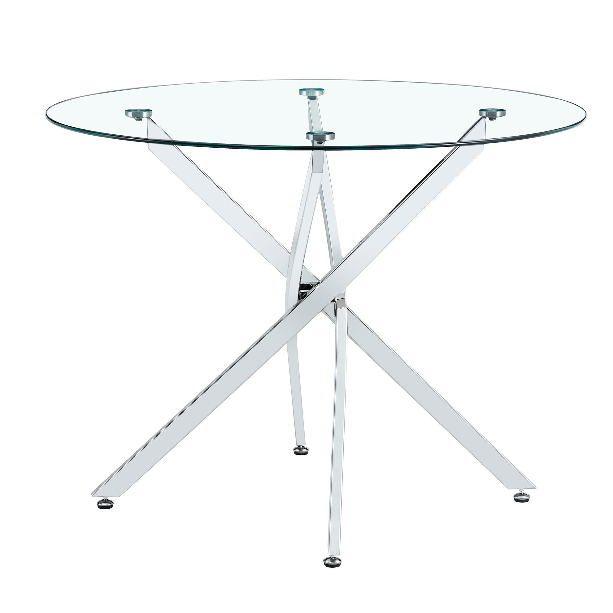 ESSTISCH Ø 88 cm in Silber aus Glas und Metall, rund und platzsparend - Silberfarben, Metall (88/88/75cm) - BEAOK