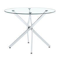 ESSTISCH Ø 88 cm in Silber aus Glas und Metall, rund und platzsparend - Silberfarben, Metall (88/88/75cm) - BEAOK