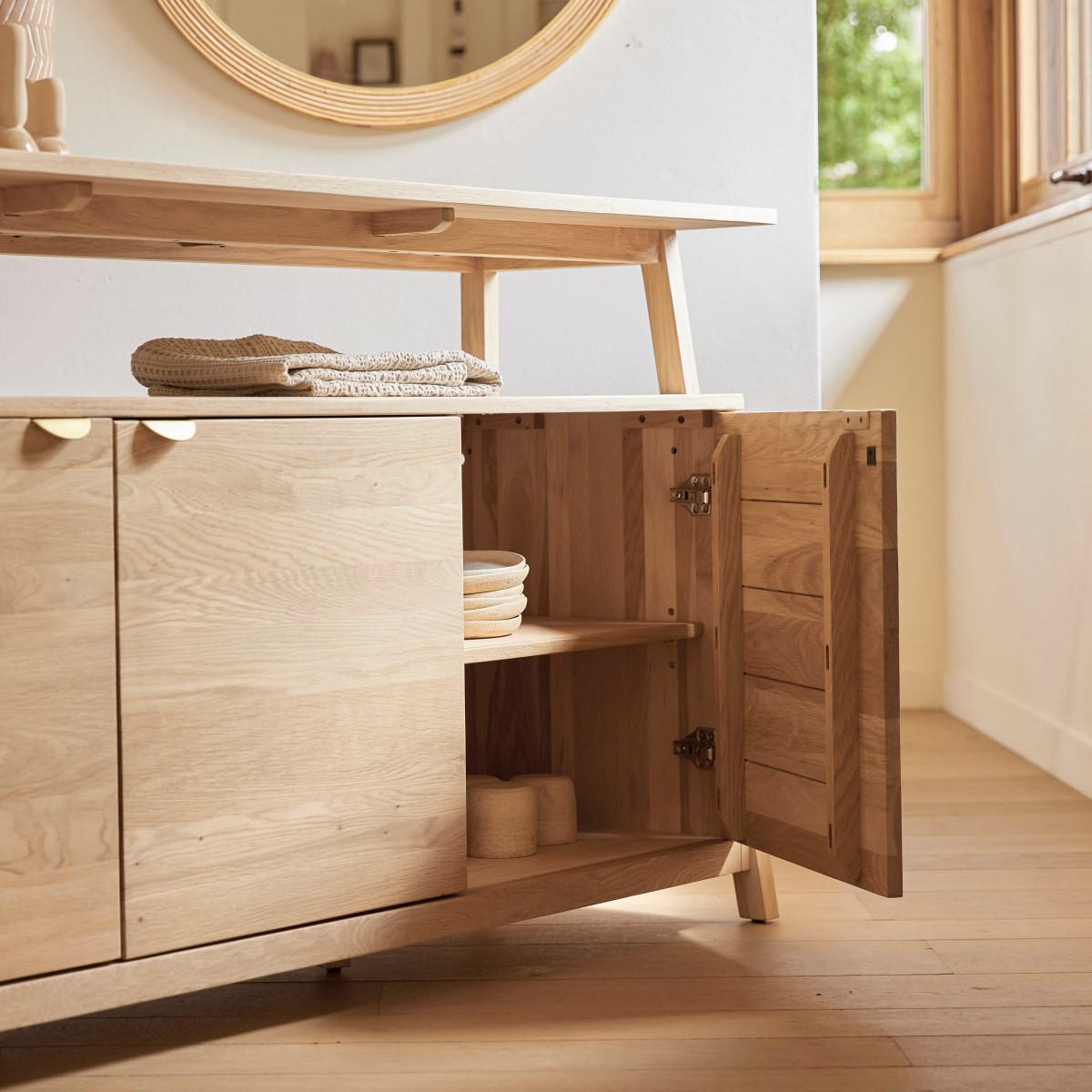 SIDEBOARD Pola Natur aus Eiche - Naturfarben, Holz (165/85/47cm) - Tikamoon