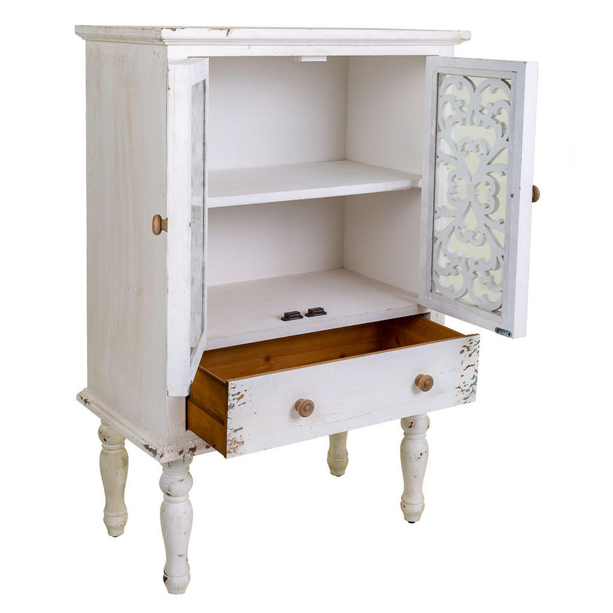 VITRINE aus Holz, weiß, 71x40x111cm - Weiß, Holz (71/111/40cm) - Wanderlust