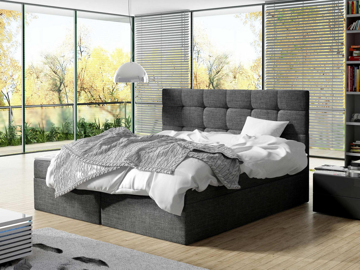 BOXBETT Luanda - Dunkelgrau, Holzwerkstoff (160/200cm) - MIRJAN24