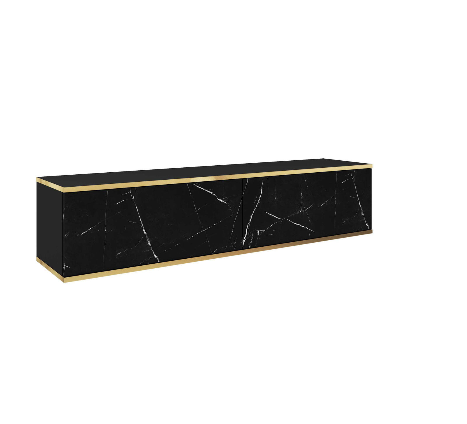 Ravio Tv-Lowboard Schwarz, Weiß 135x30x32 cm