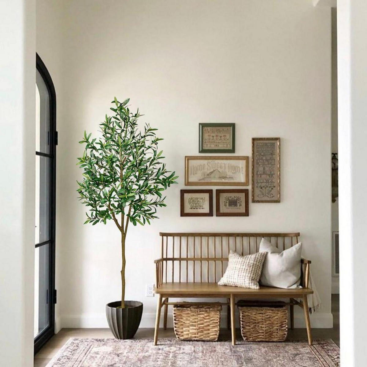 KUNSTBAUM Olivenbaum 180 cm - Olivgrün, Kunststoff (11cm)