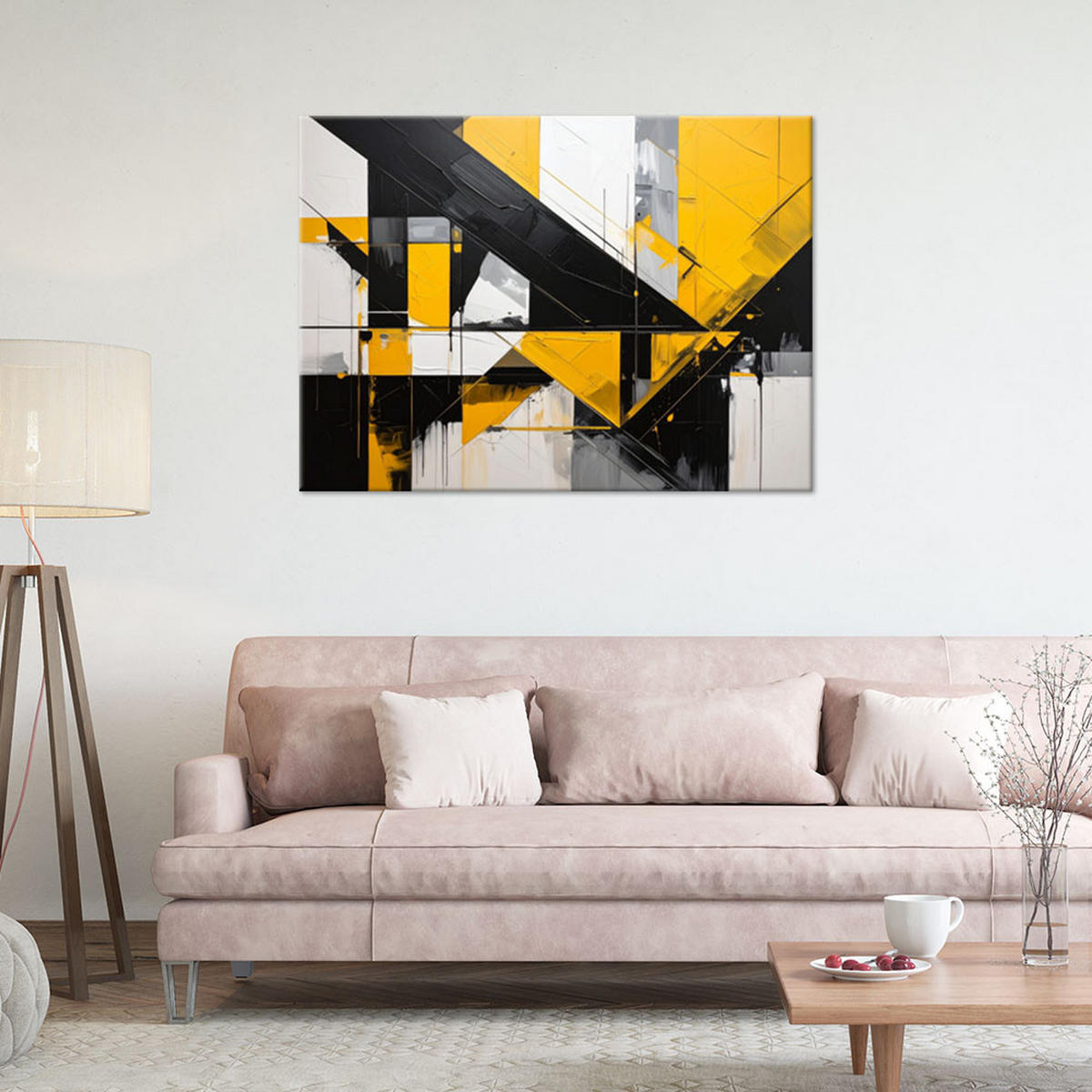 LEINWANDBILD 3D und geometrisch 100x70cm - Gelb, Textil (100/70cm) - Feeby