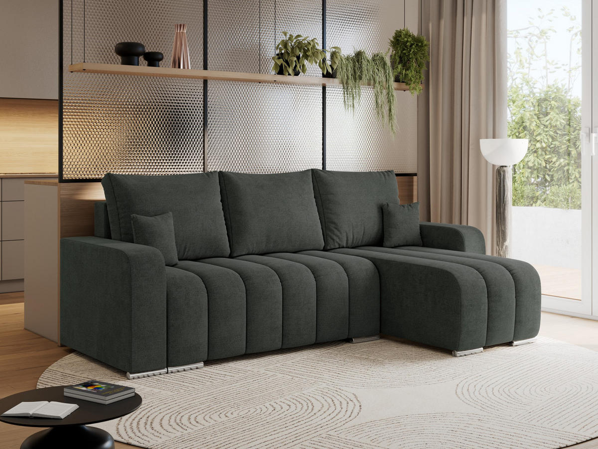 ECKSOFA KIRASSO L Dunkelgrau Stukture - Dunkelgrau/Grau, Textil (245/147cm) - MKS