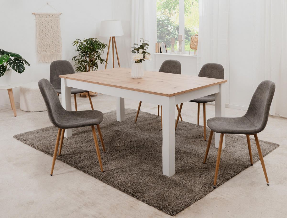 STUHL 4er-Set grau Cord, Esszimmerstuhl mit 4-Fuß-Gestell - Braun/Grau, Textil/Metall (50/83/43cm) - Furn.Design