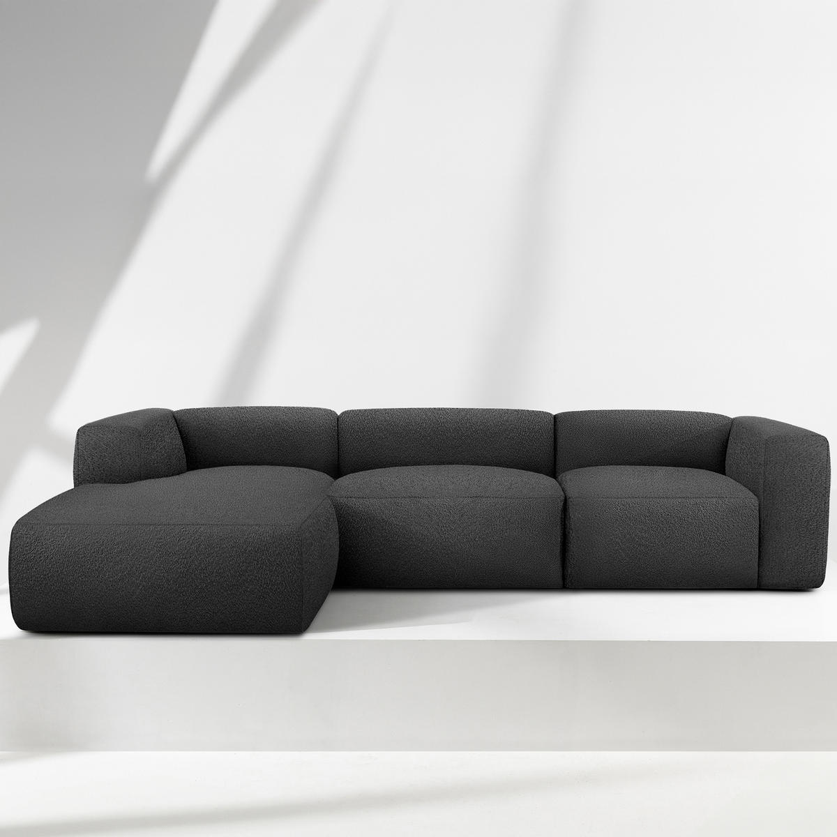 ECKSOFA LINKS BUFFO, Dunkelgrau - Dunkelgrau, Holz/Holzwerkstoff (285/176cm) - KONSIMO®