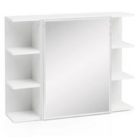 HÄNGESCHRANK Weiß 80x64,5x20 cm aus Spanplatte mit Spiegeltür und offenen Fächern - Weiß, Glas (80/65/20cm) - KADIMA DESIGN