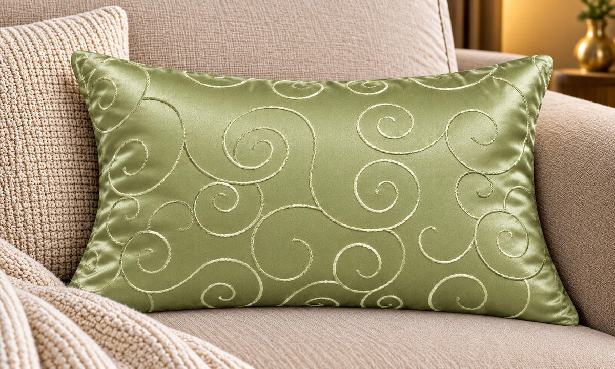 KISSENBEZUG 30x50 cm Lindgrün Damast Circle - Hellgrün, Textil (30/50cm) - TiborTex