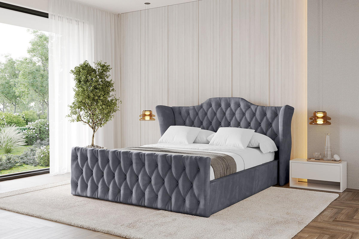POLSTERBETT mit Bettkasten, Fußteil und Lattenrost, Boxbett ohne Matratze - ZORAN-Z 180x200 Dunkelgrau - Dunkelgrau, Holzwerkstoff/Textil (180/200cm) - ALTDECOR