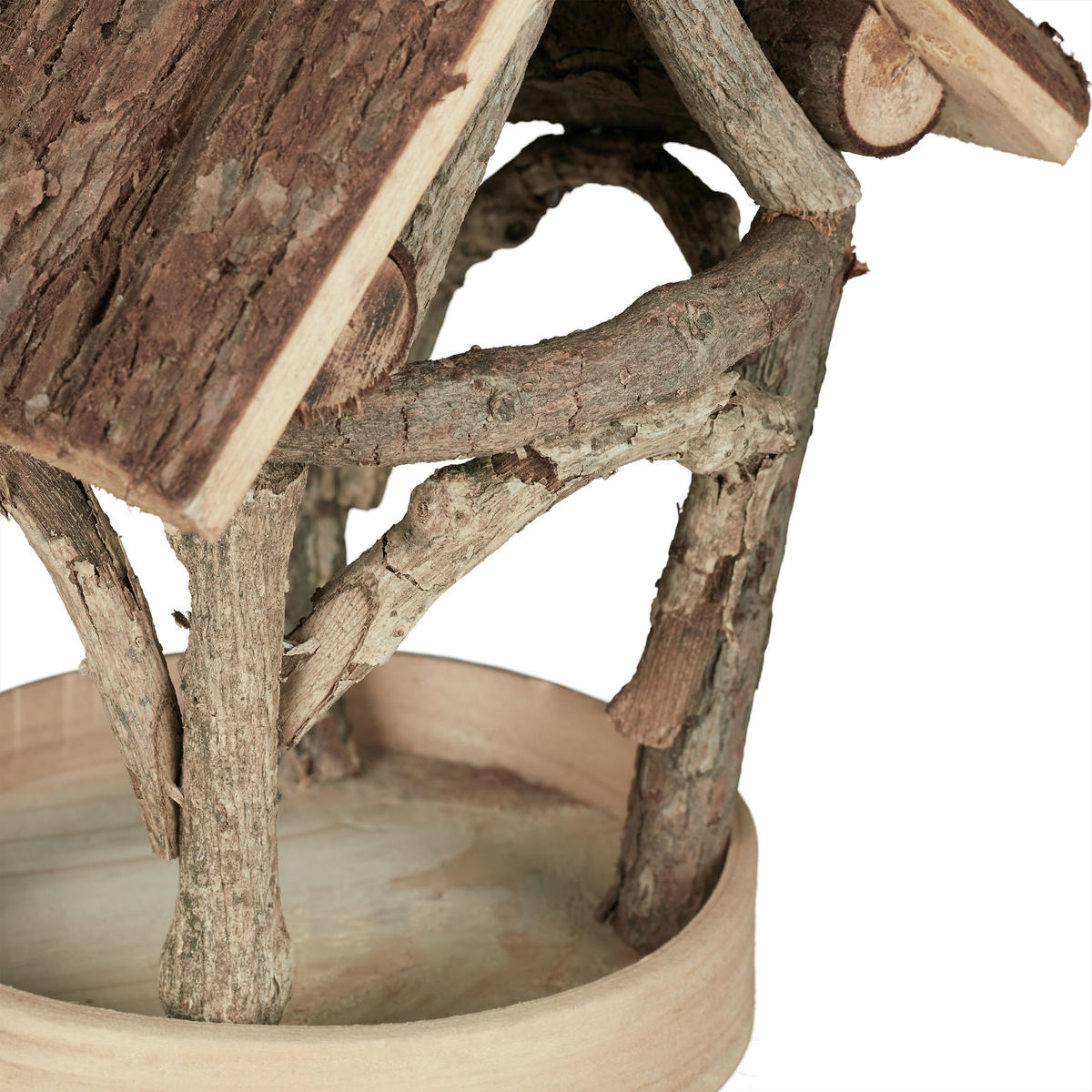 VOGELFUTTERHAUS - Hellbraun, Holz (17/22.5/13.5cm) - Relaxdays