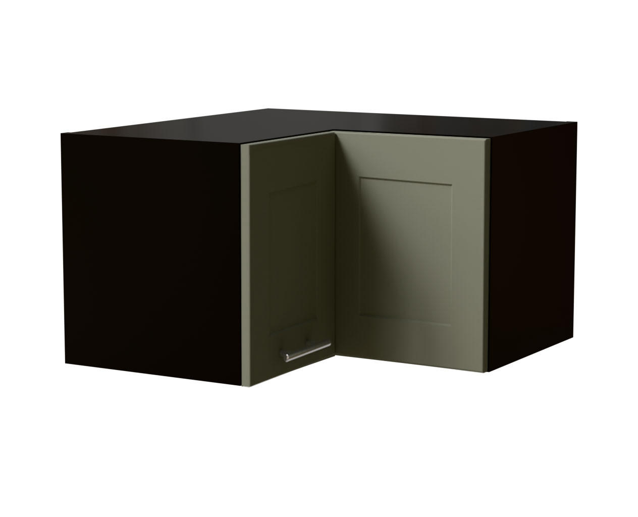 ECKHÄNGESCHRANK Oslo W12/60/36 Schwarz / Reed Green Matt 60 / 60 / 36cm - Schwarz/Grün, Holz/Holzwerkstoff (60/36/60cm) - Feldmann-Wohnen