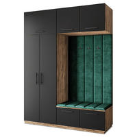 GARDEROBENSCHRANK REMA 180/240/60 cm Modern Garderobe-Set Eiche Lefkas - Eichefarben/Schwarz, Holzwerkstoff (180/240/60cm) - MASSENO