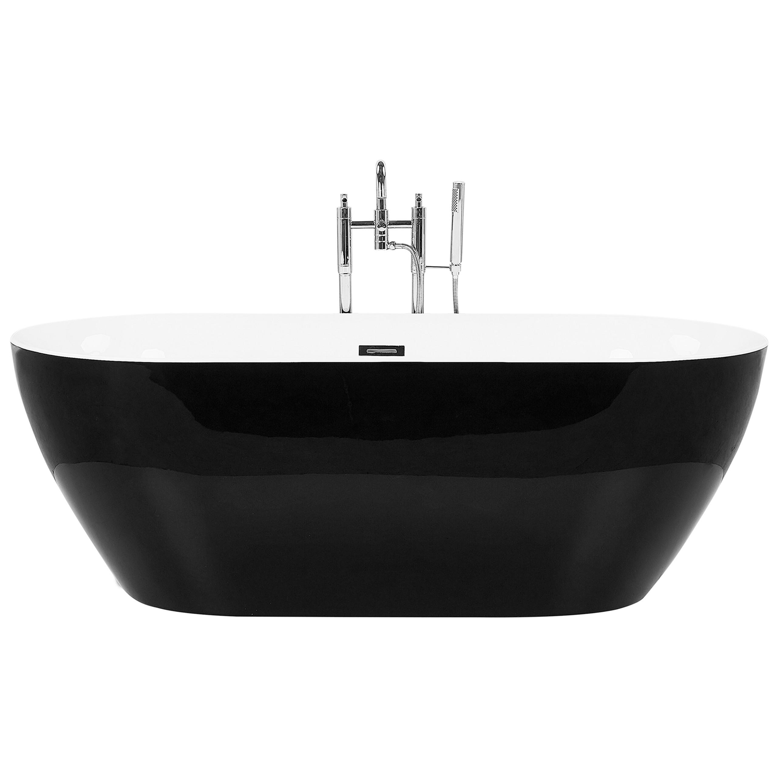 BADEWANNE FREISTEHEND 75x160x58 cm schwarz Carrera - Schwarz, Kunststoff (75/58/160cm) - Beliani
