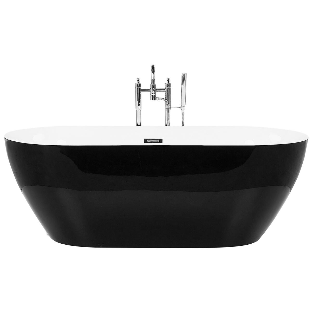 BADEWANNE FREISTEHEND 75x160x58 cm schwarz Carrera - Schwarz, Kunststoff (75/58/160cm) - Beliani
