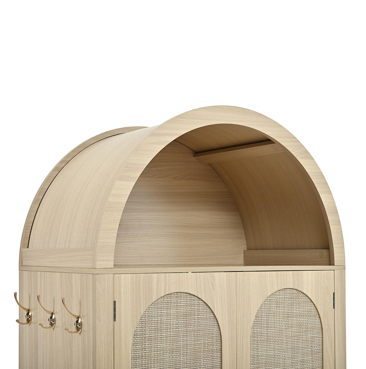 KOMMODE 80/40/180 cm aus MDF mit Rattangeflecht und verstellbaren Regalböden Eichefarben - Eichefarben, Holzwerkstoff (80/180/40cm) - Modenvie