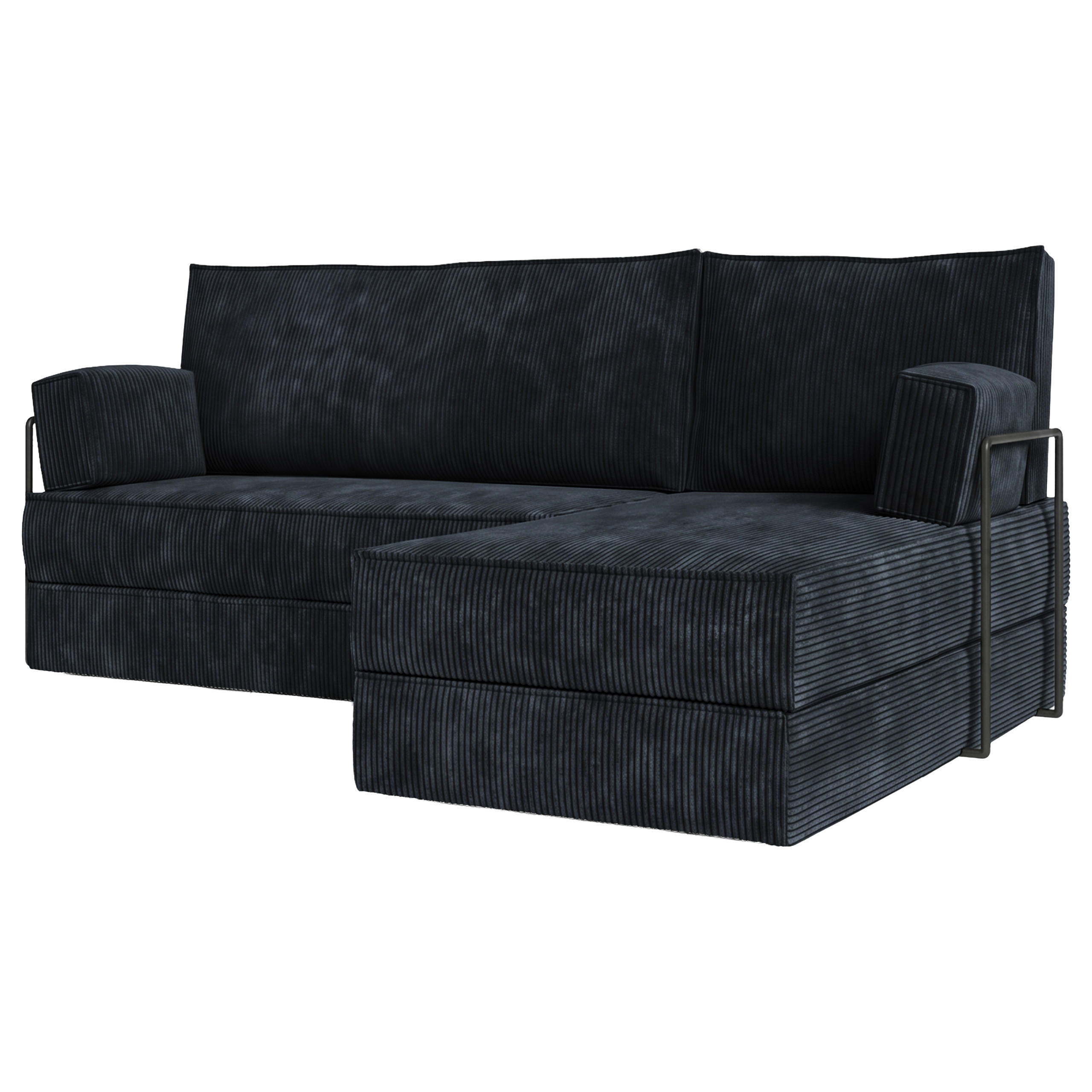 ECKSOFA NOTIA modulares Boneless Sofa mit Schlaffunktion Schwarz Cordstoff - Schwarz, Textil (200/120cm) - MASSENO
