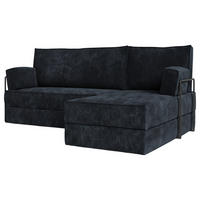 ECKSOFA NOTIA modulares Boneless Sofa mit Schlaffunktion Schwarz Kordstoff - Schwarz, Textil (200/120cm) - MASSENO
