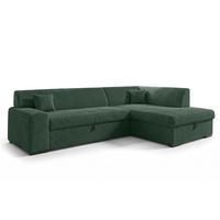 ECKSOFA L Form Minosa Flaschengrün 260/175/71 cm Rechts mit Schlaffunktion - Dunkelgrün/Schwarz, Kunststoff/Textil (175/260cm) - AX Living