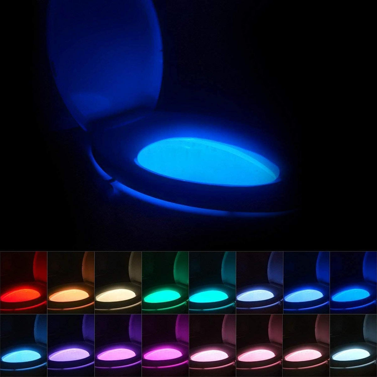 TOILETTENLICHT mit Bewegungssensor, mehrfarbig, 6,8/6,7/1,7 cm - Weiß, Kunststoff (7/5/9cm)