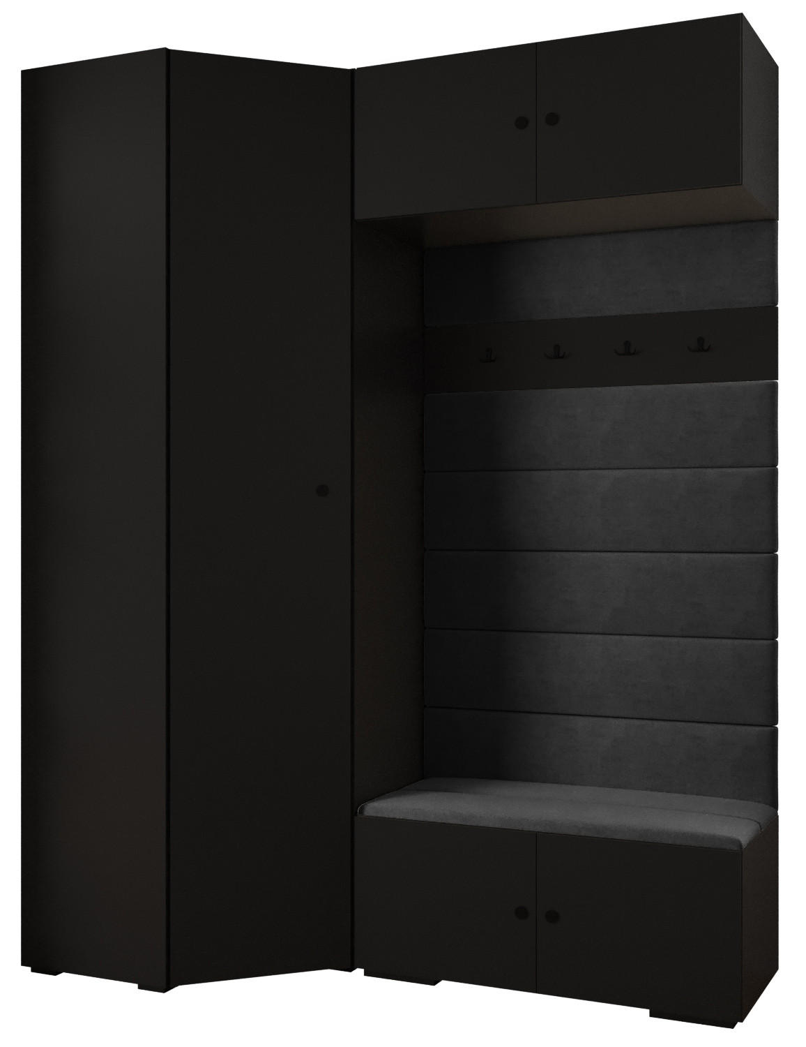 Abiks Möbel Garderoben-Set Schwarz, Schwarz, Schwarz 181.7x236.7x47 cm
