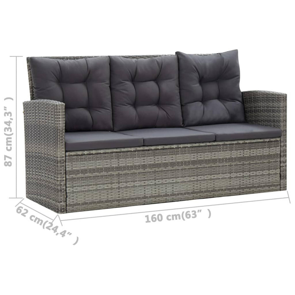 DINING-LOUNGESET mit Auflagen für 8 Personen, aus PE-Rattan, Braun, 5-teiliges Set - Dunkelgrau/Grau, Kunststoff/Textil - vidaXL