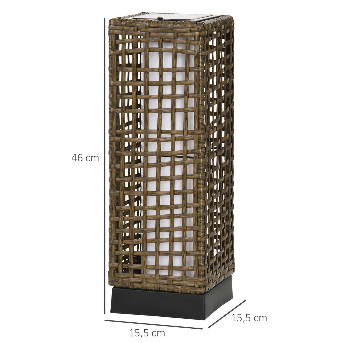SOLARLEUCHTE, Rattan, Stahl, Sand - Schwarz, Metall (15.5/46/15.5cm) - Outsunny