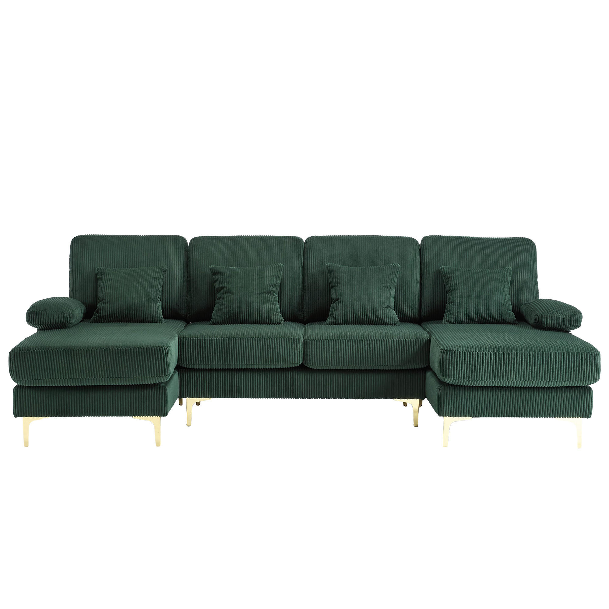 U-FORM Wohnlandschaft Samt mit LED und USB-Anschluss 265/135/88 cm Smaragdgrün - Smaragdgrün, Textil (135/88/265cm) - Redom