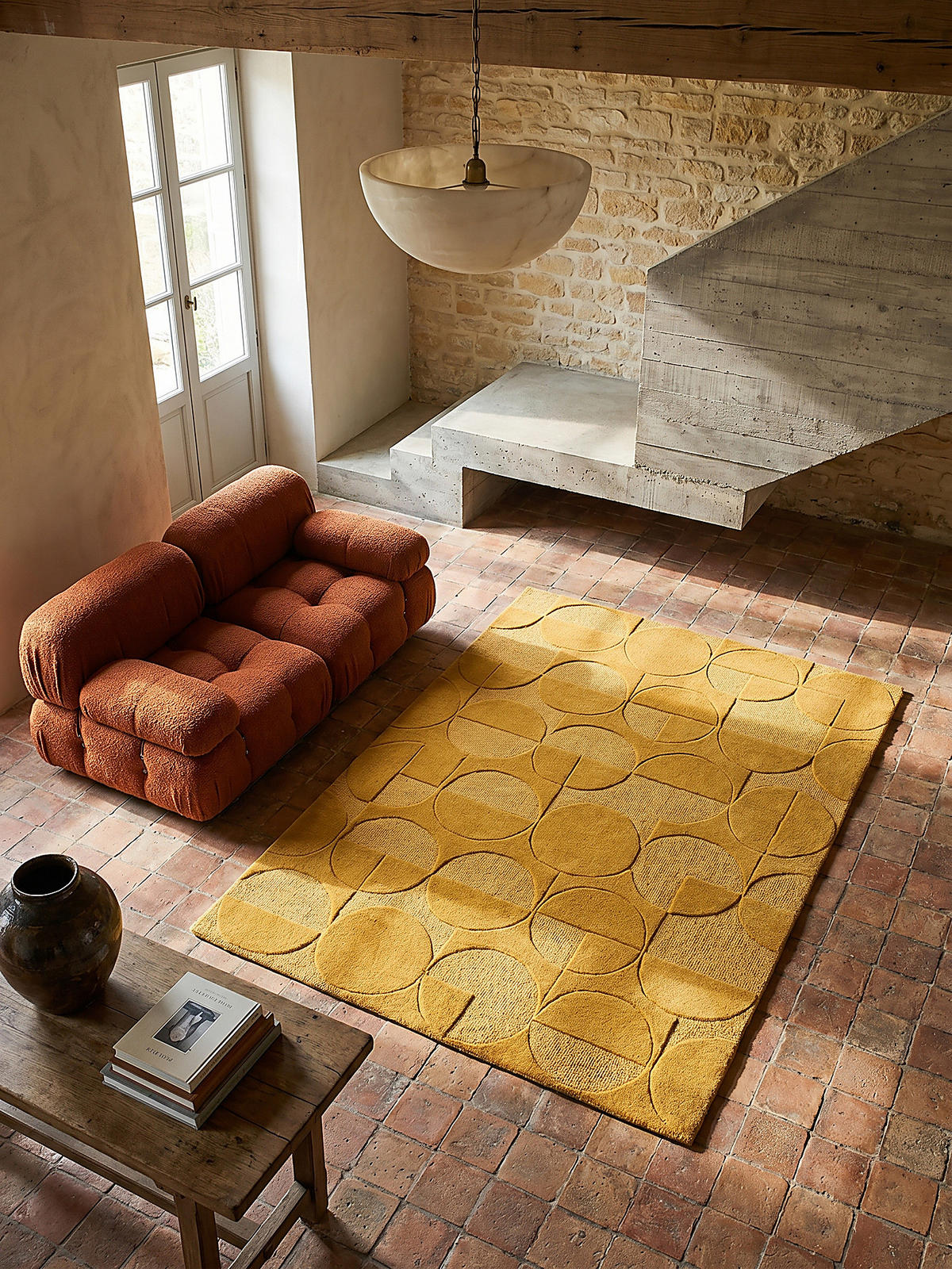 WOLLTEPPICH Geometrisches-Design, naturfarben DEBEN NOAH, Senfgelb 160x230 cm - Gelb, Textil (230/160cm) - KADIMA DESIGN