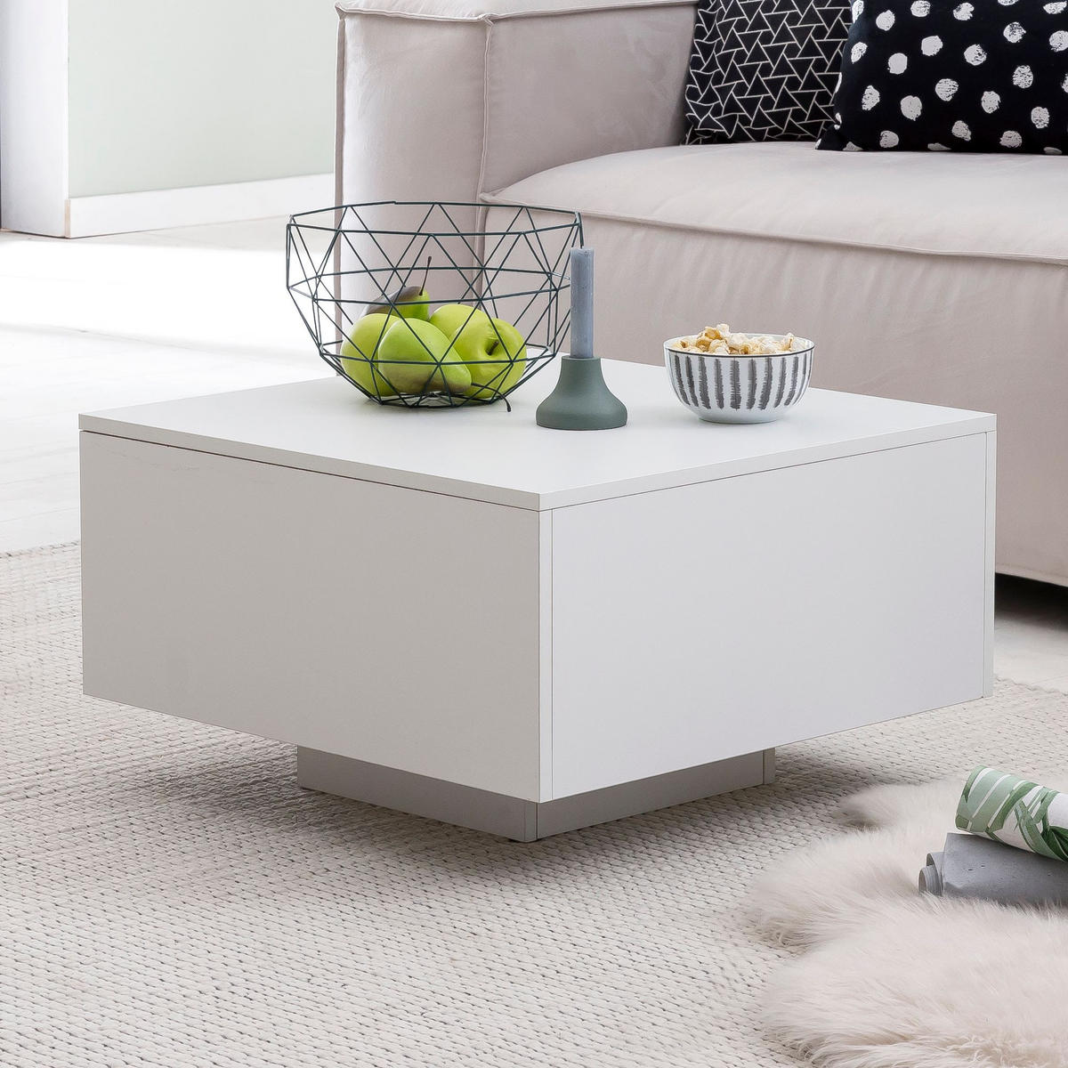 COUCHTISCH LILO Wohnzimmertisch Weiß - Weiß, Holzwerkstoff (60/60/35.5cm) - tinkaro