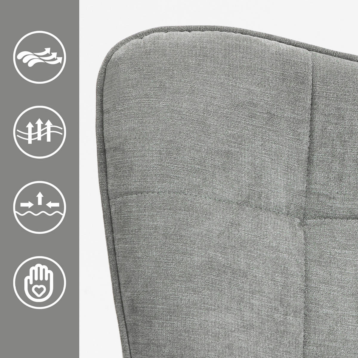 MEUBLES COSY Skandinavischer Relaxsessel aus Stoff, Dick Gepolsterte Sitzfläche mit Armlehnen und Massiven Buchenholzbeinen – Grau - Grau, Holz/Textil (64/106/50cm) - Meubles Cosy