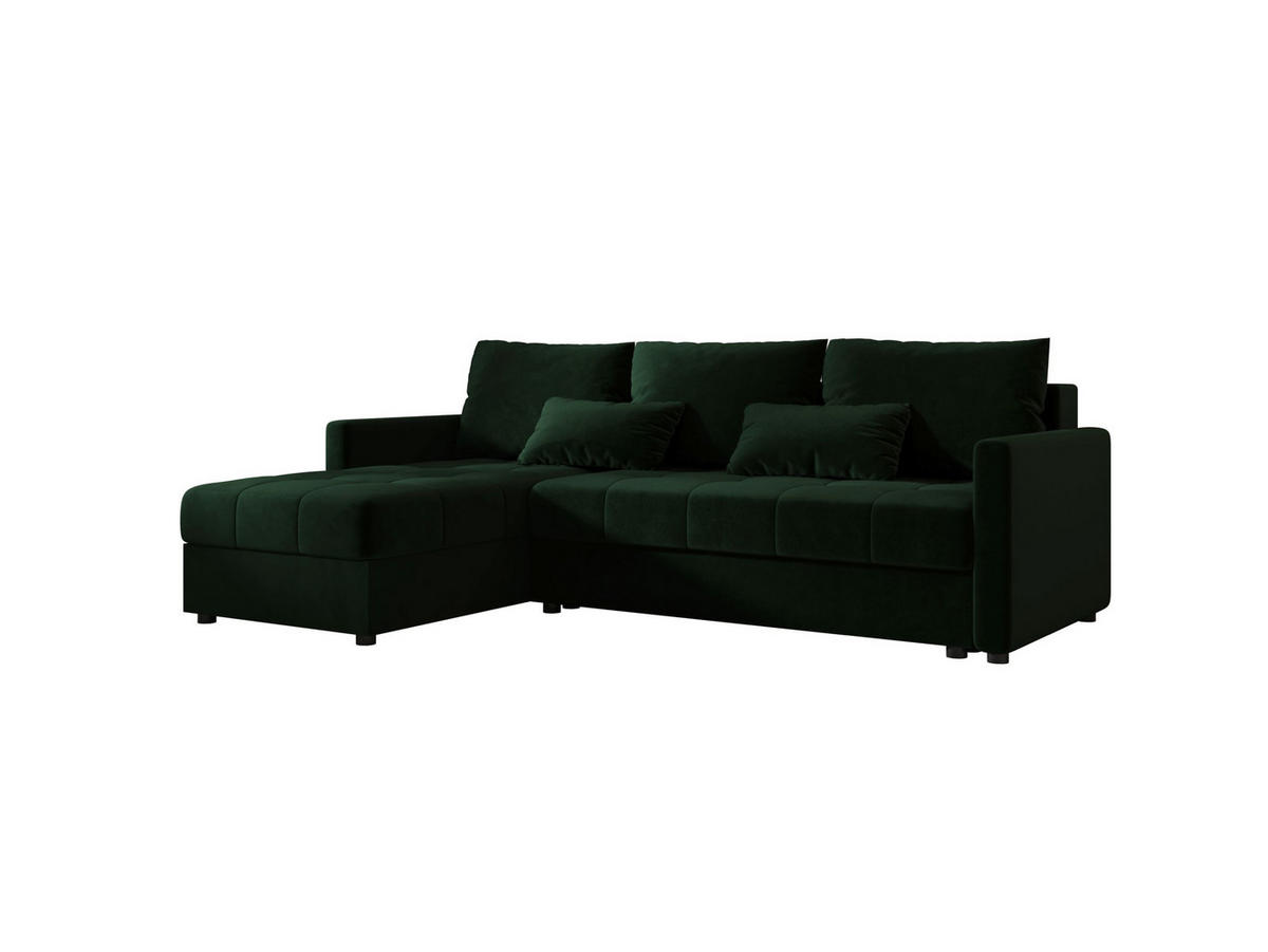 ECKSOFA MOS L BIS Itaka 10 Links mit Schlaffunktion - Dunkelgrün, Textil (220/143cm) - Bedante