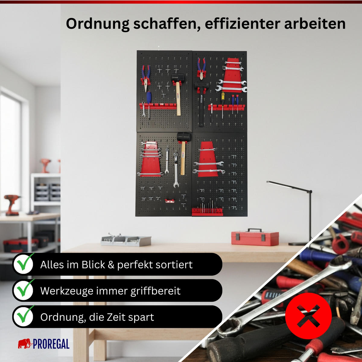 WERKZEUGWAND Ares Werkzeug Lochwand inkl. Halterungen 160x60cm - Schwarz, Metall (160/60/2cm) - PROREGAL