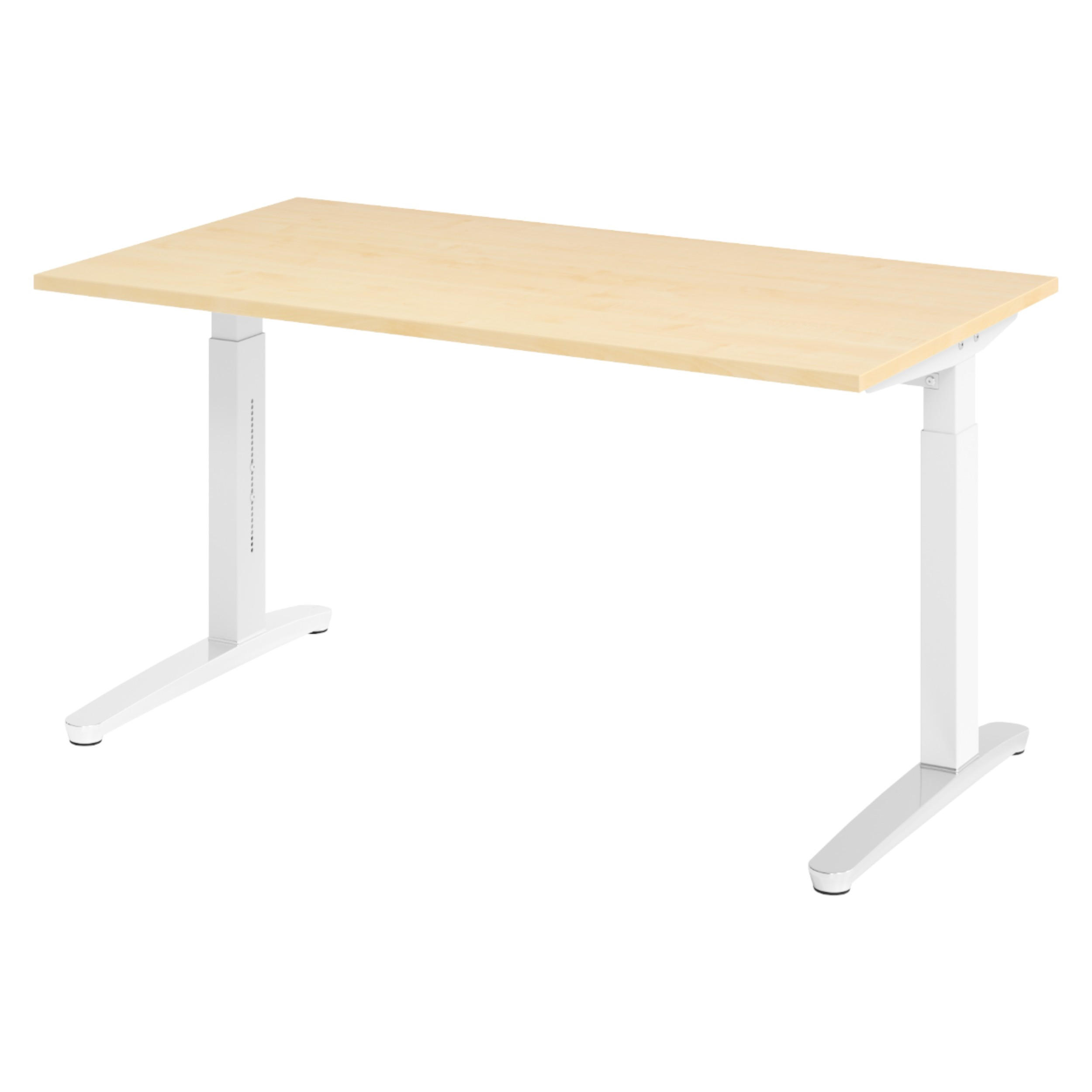 SCHREIBTISCH Serie-XB 80/140/74 cm in Ahornfarben/Weiß/Alu poliert - Silberfarben/Ahornfarben, Holzwerkstoff (80/140/74cm) - bümö