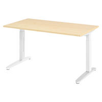 SCHREIBTISCH Serie-XB 80/140/74 cm in Ahornfarben/Weiß/Alu poliert - Silberfarben/Ahornfarben, Holzwerkstoff (80/140/74cm) - bümö