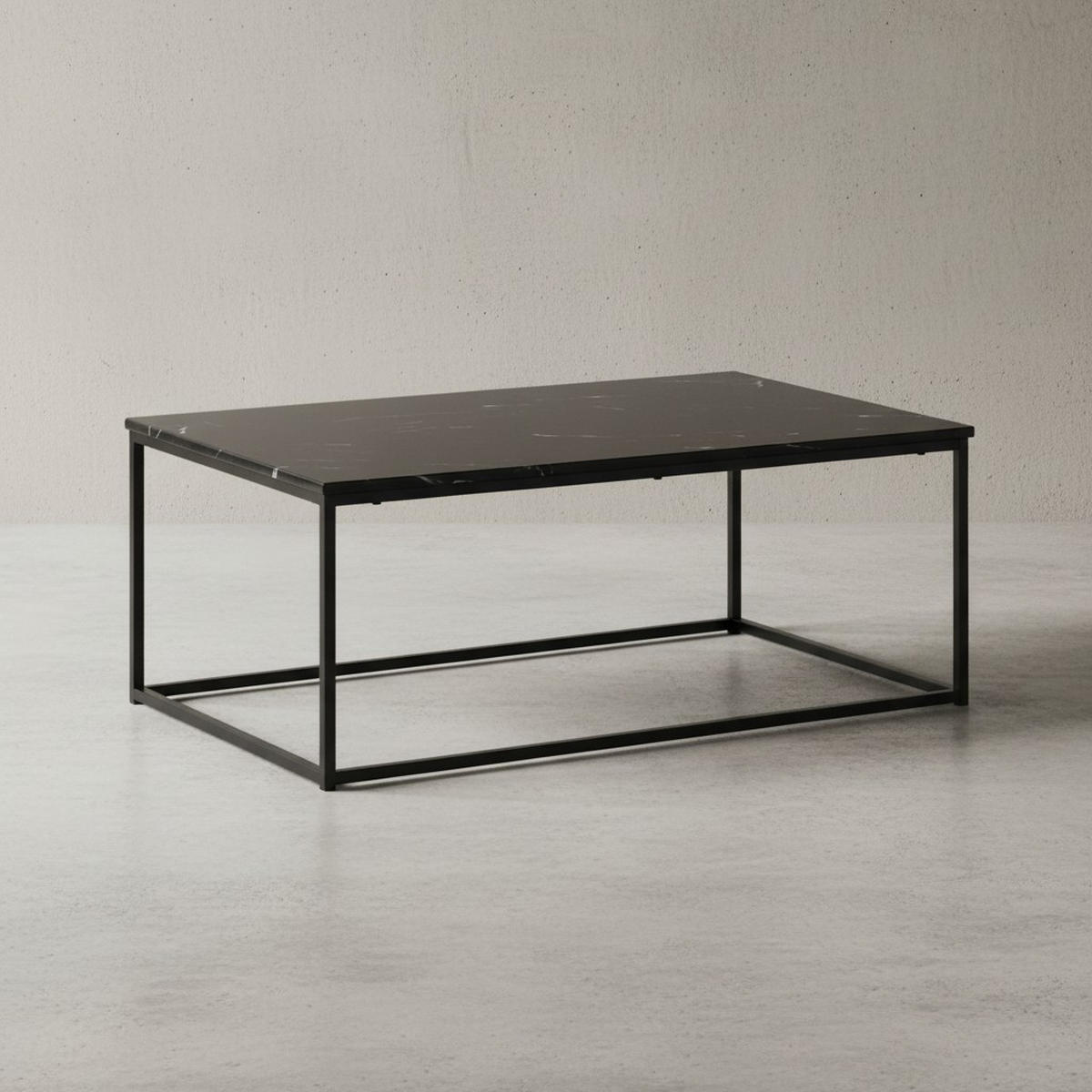 COUCHTISCH mit Marmor-Optik, Metallbeine, rechteckig, Serie MARBRIX, Schwarz 100x60x40 cm - Schwarz, Holz/Metall (60/100/40cm) - KADIMA DESIGN
