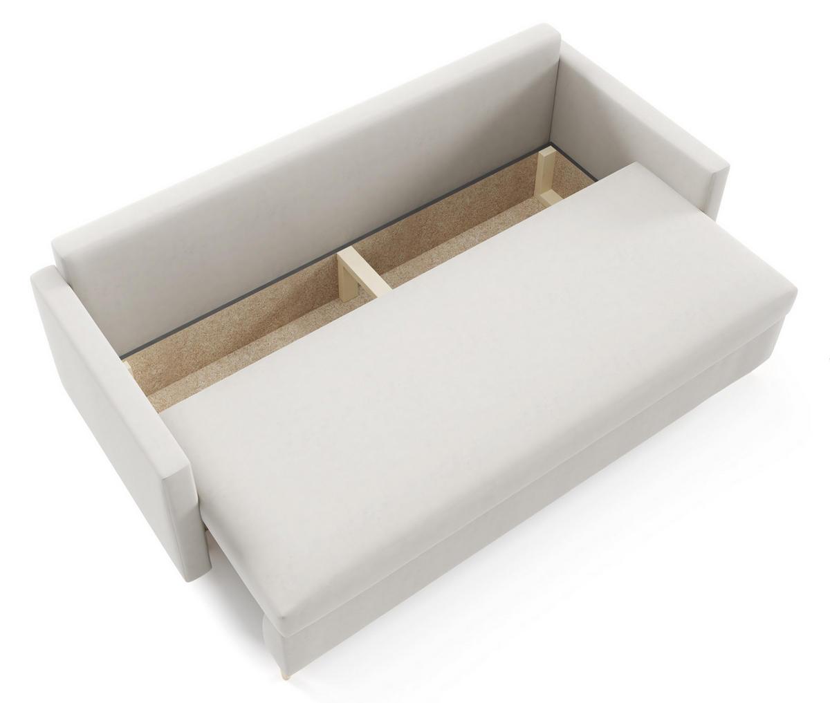 SCHLAFSOFA ARO, Sofa mit Schlaffunktion und Bettkasten, Veloursstoff, Frabe: Beige - Beige, Textil (217/100/87cm) - Sepro Meble